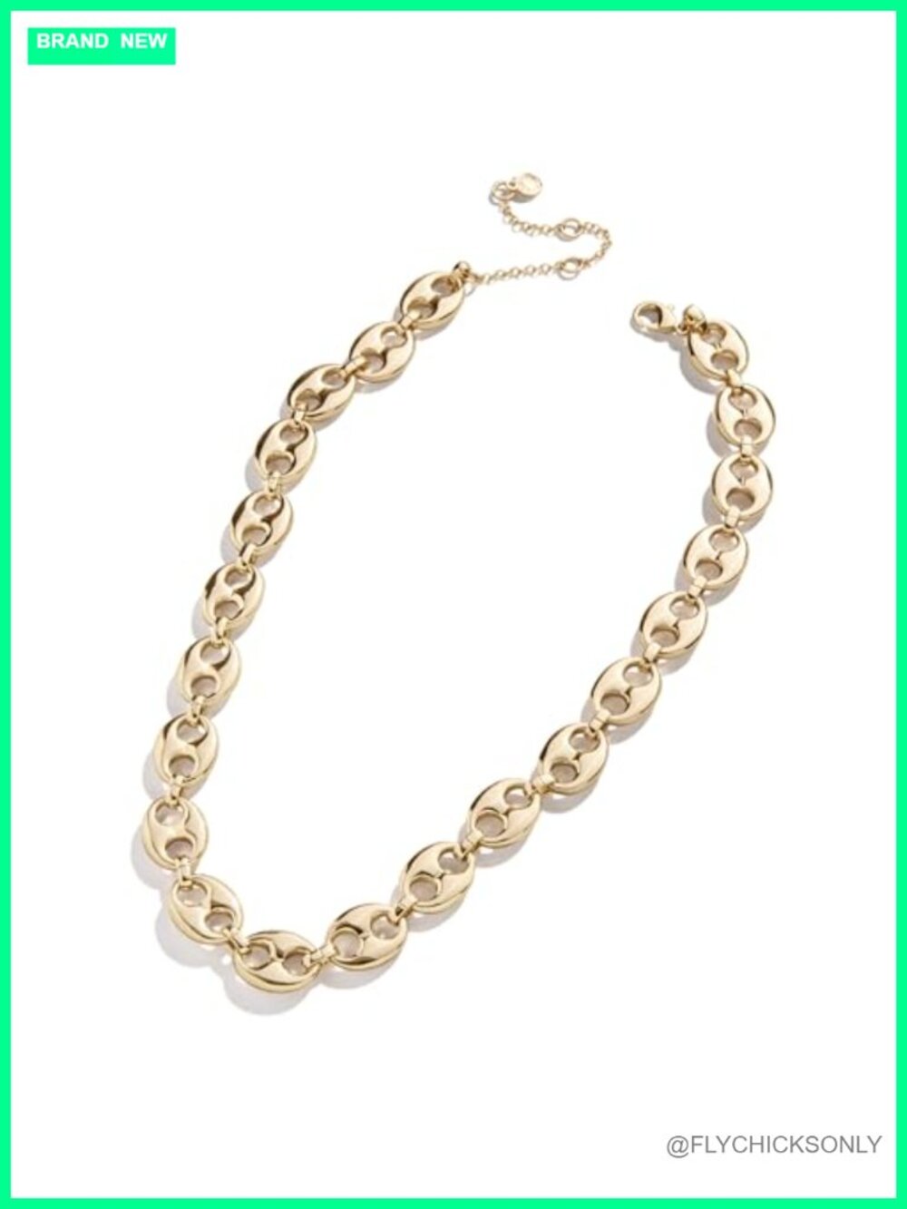 Gold-Plated Mariner Link Chain Necklace Lobster Clasp Cubic Zirconia